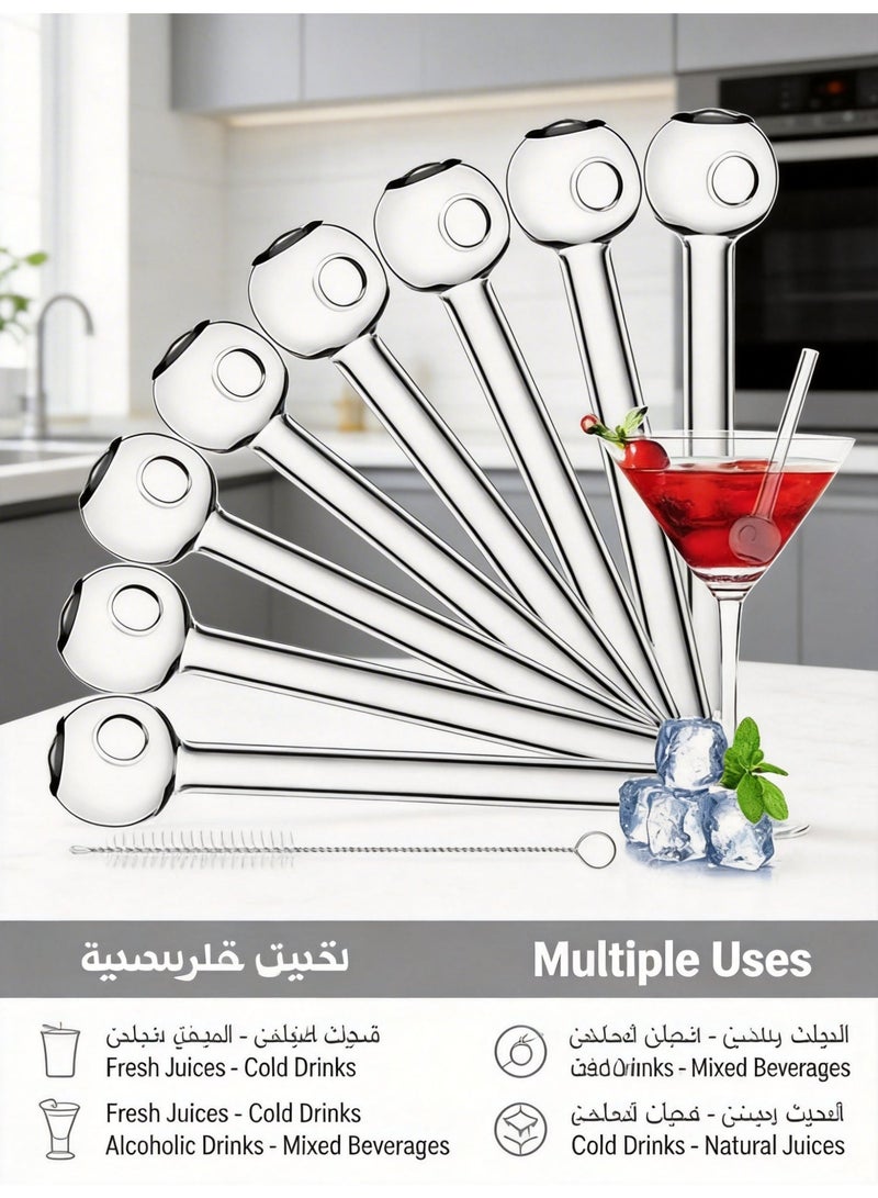 عام قش زجاجي مقاوم للكسر - قش زجاجي متين قابل لإعادة الاستخدام 8 عبوات مع فرشاة تنظيف واحدة للمشروبات والأعشاب والعصائر والعلاج بالروائح （لونها شفاف） - Image 5